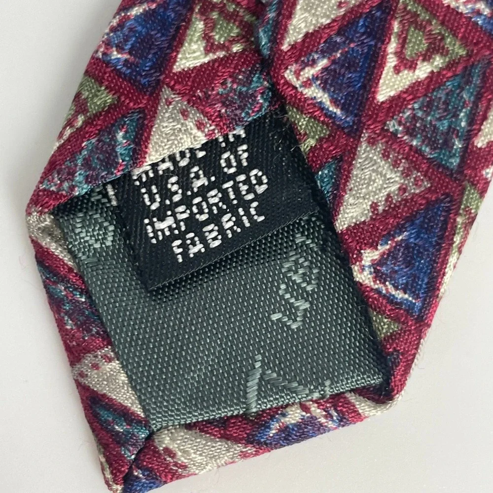 Christian Dior Monsieur Silk Tie Vintage Abstract Triangle Print Geometric Retro